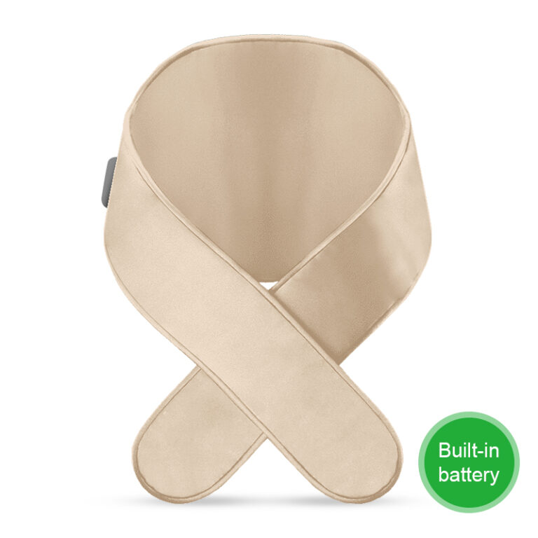 Graphene heated silk neck wrap with built-in battery and integrated temperature controller