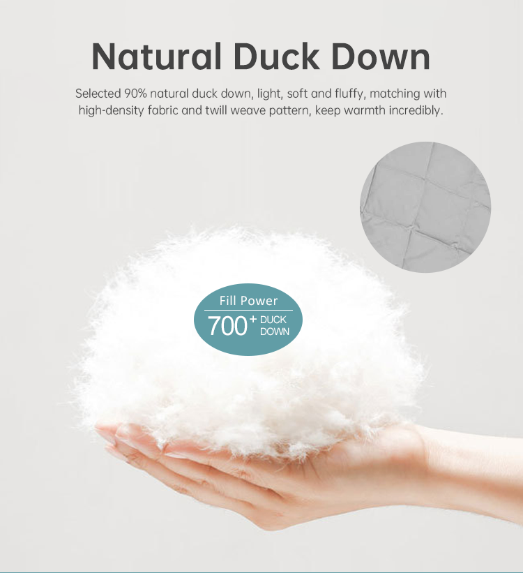 Natural duck down filling detail