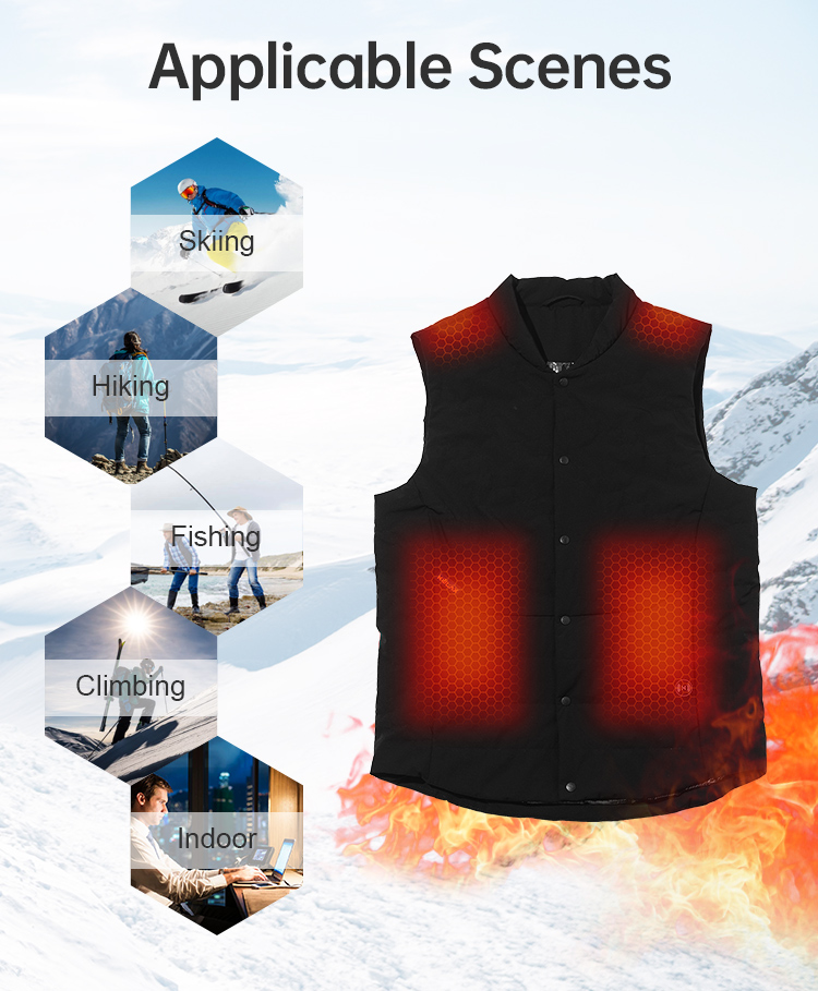 Graphene Heated Vest: outdoor activity use examples.