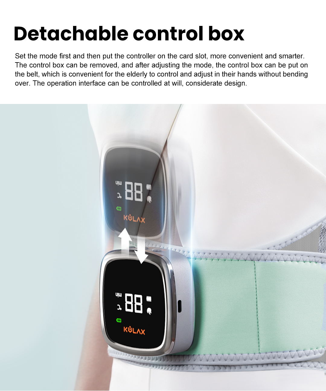 Detachable digital control box on the shoulder and back massager