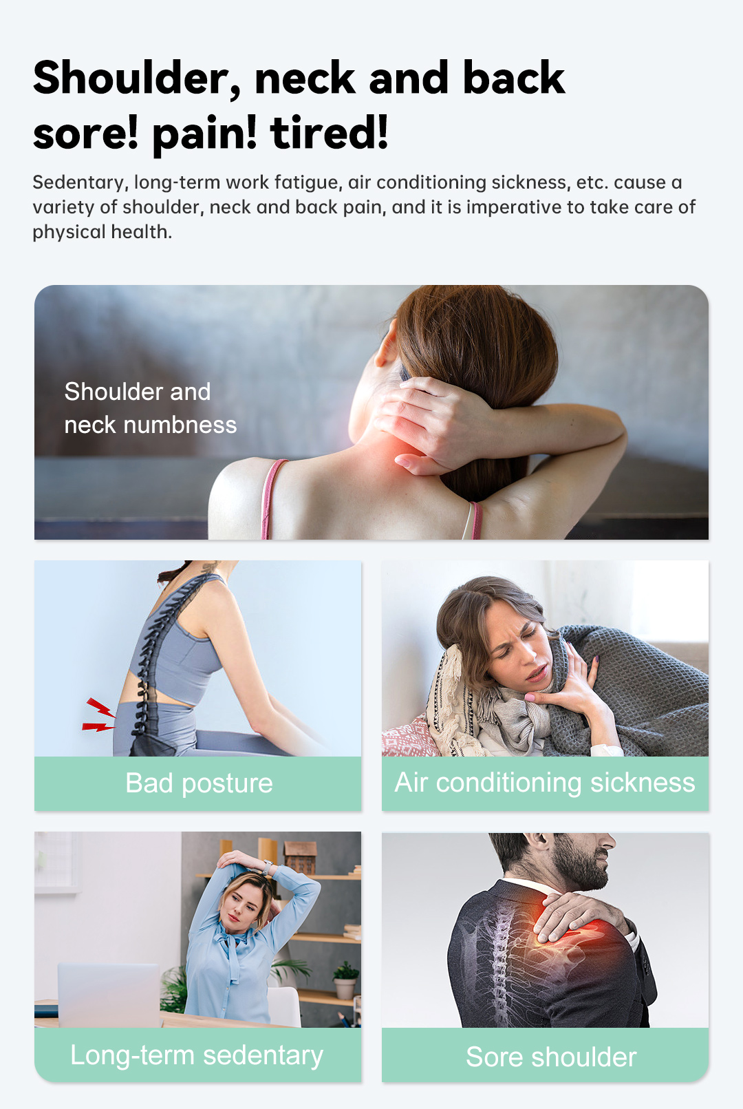 Shoulder and back massager use scenes
