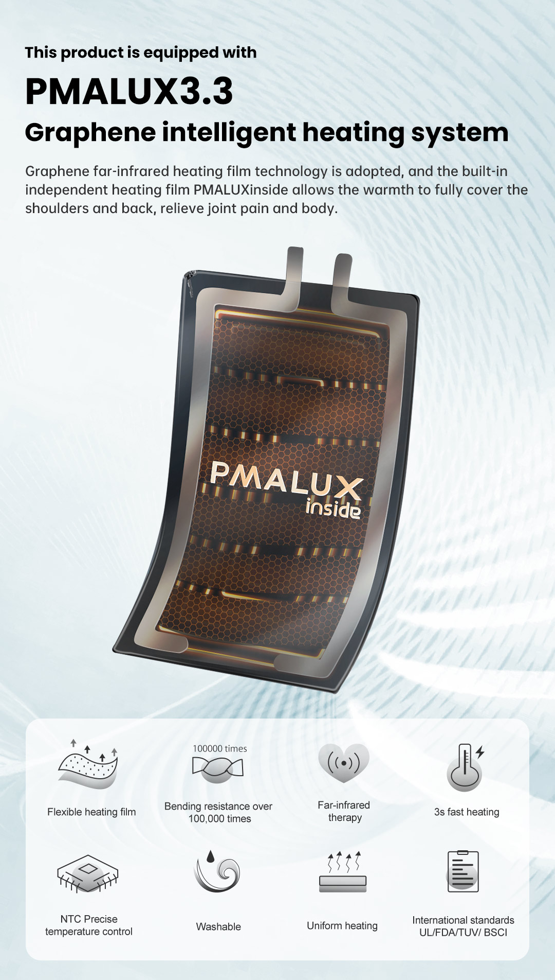 Graphene Heated Shoulder & Back Massager – graphene heating system and product feature overview