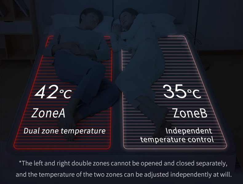 W20 Graphene Low-Voltage Smart Heated Blanket: dual bed heating zone illustration.