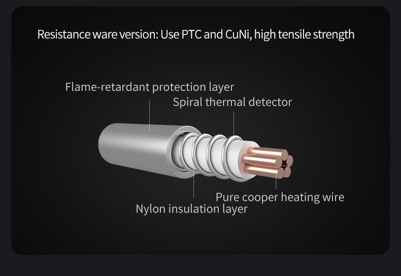 W20 Graphene Low-Voltage Smart Heated Blanket: insulated heating wire cross-section diagram.
