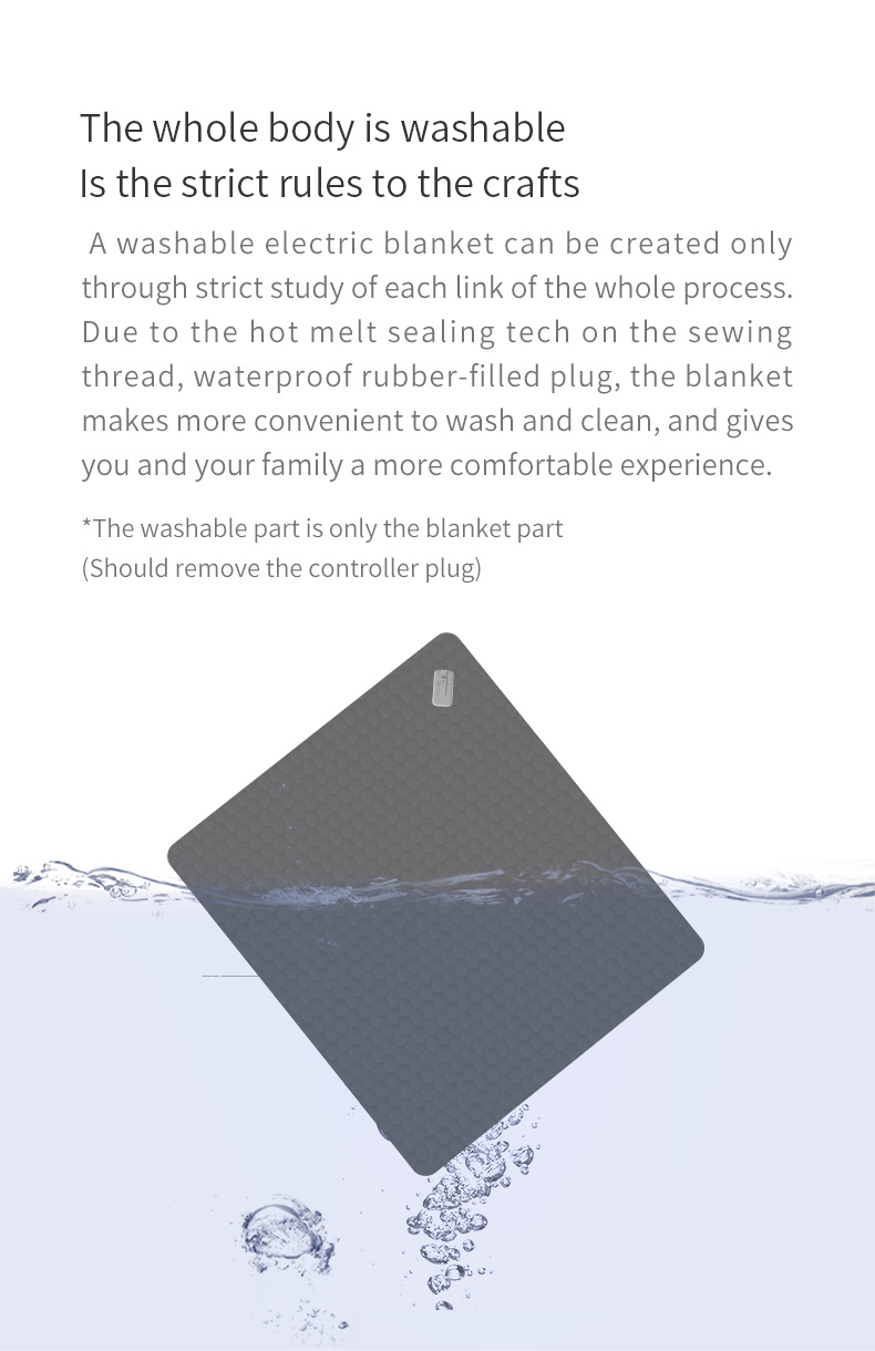 W20 Graphene Low-Voltage Smart Heated Blanket: blanket washing illustration.