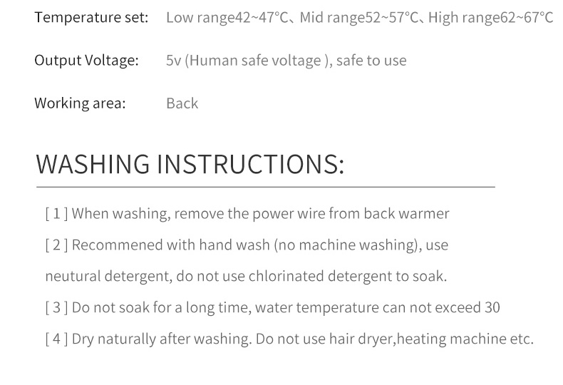 Graphene Heated Back Warmer Vest product detail