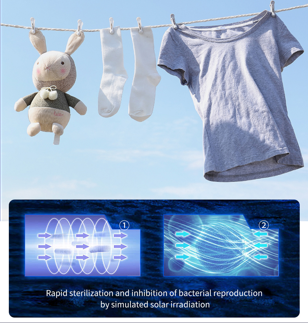 UVC sterilization wand used with hanging textiles