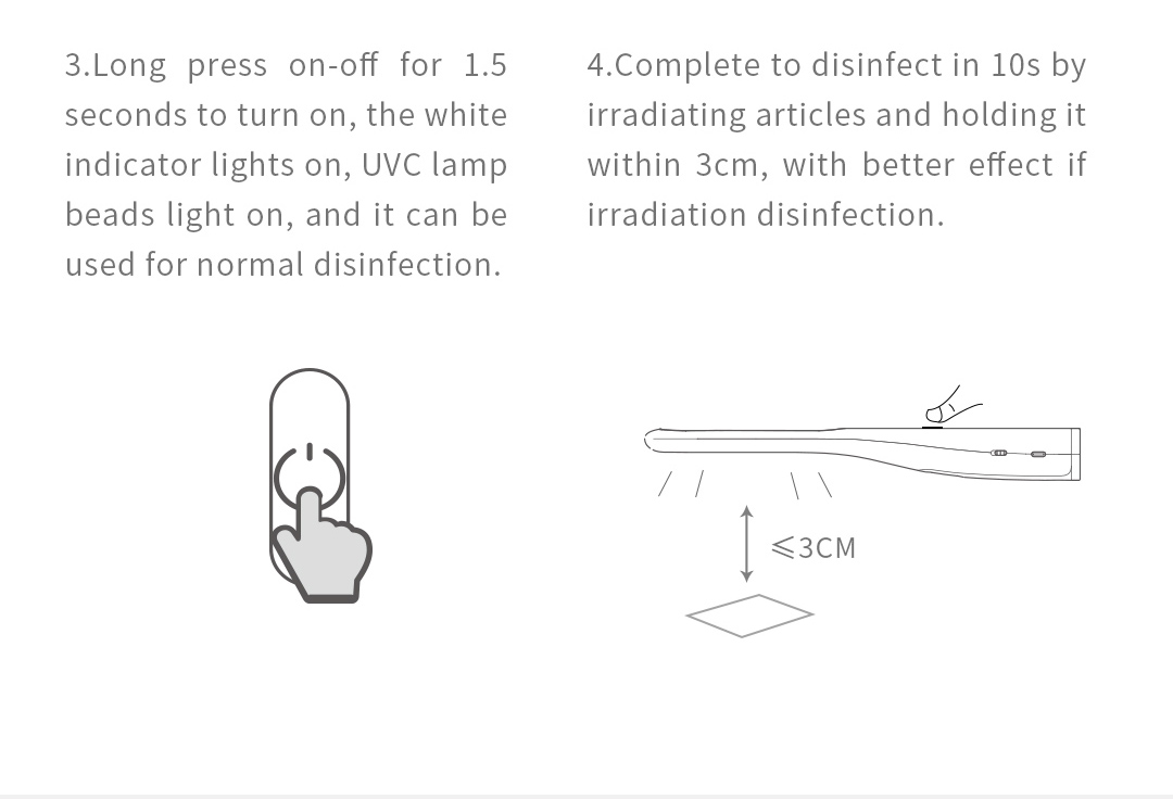 UVC sterilization wand operating distance guide