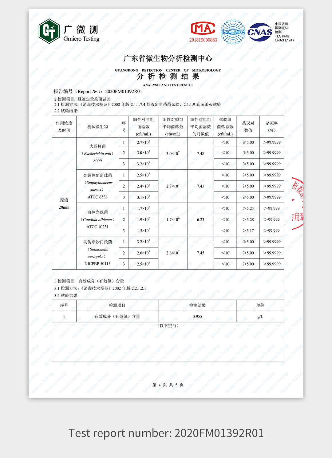 DH-003 disinfectant generator test report preview
