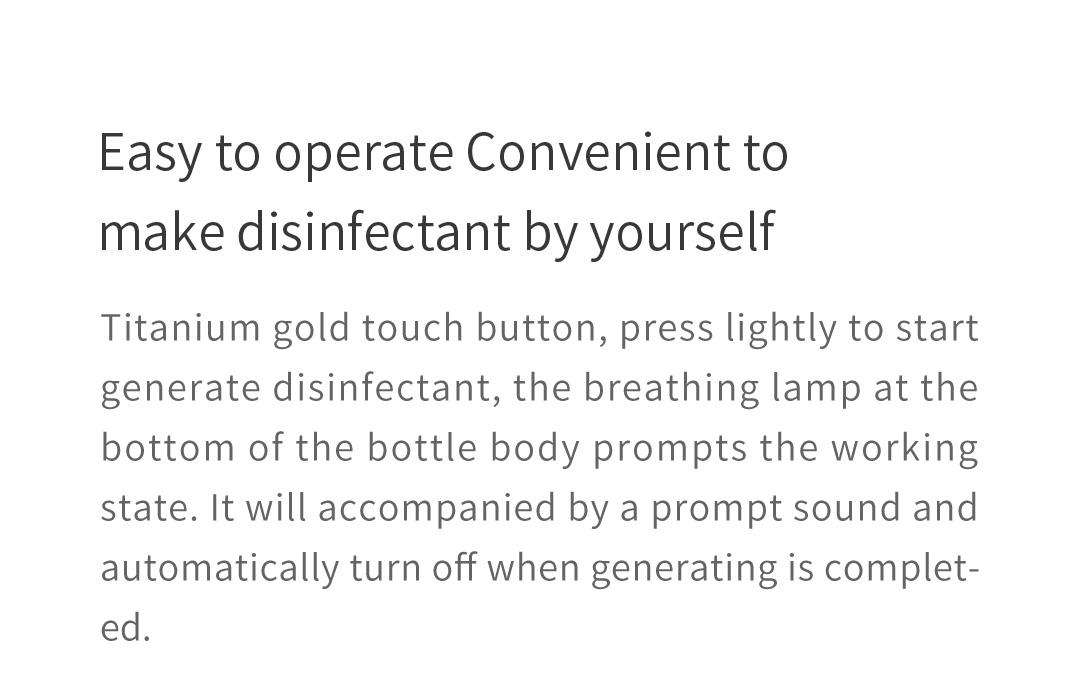 One-button operating instructions for the disinfectant generator