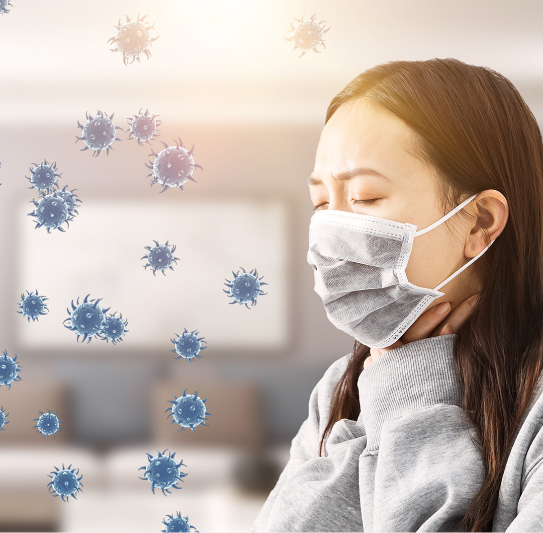 DH-004 UV Disinfection Cover – airborne particle exposure illustration