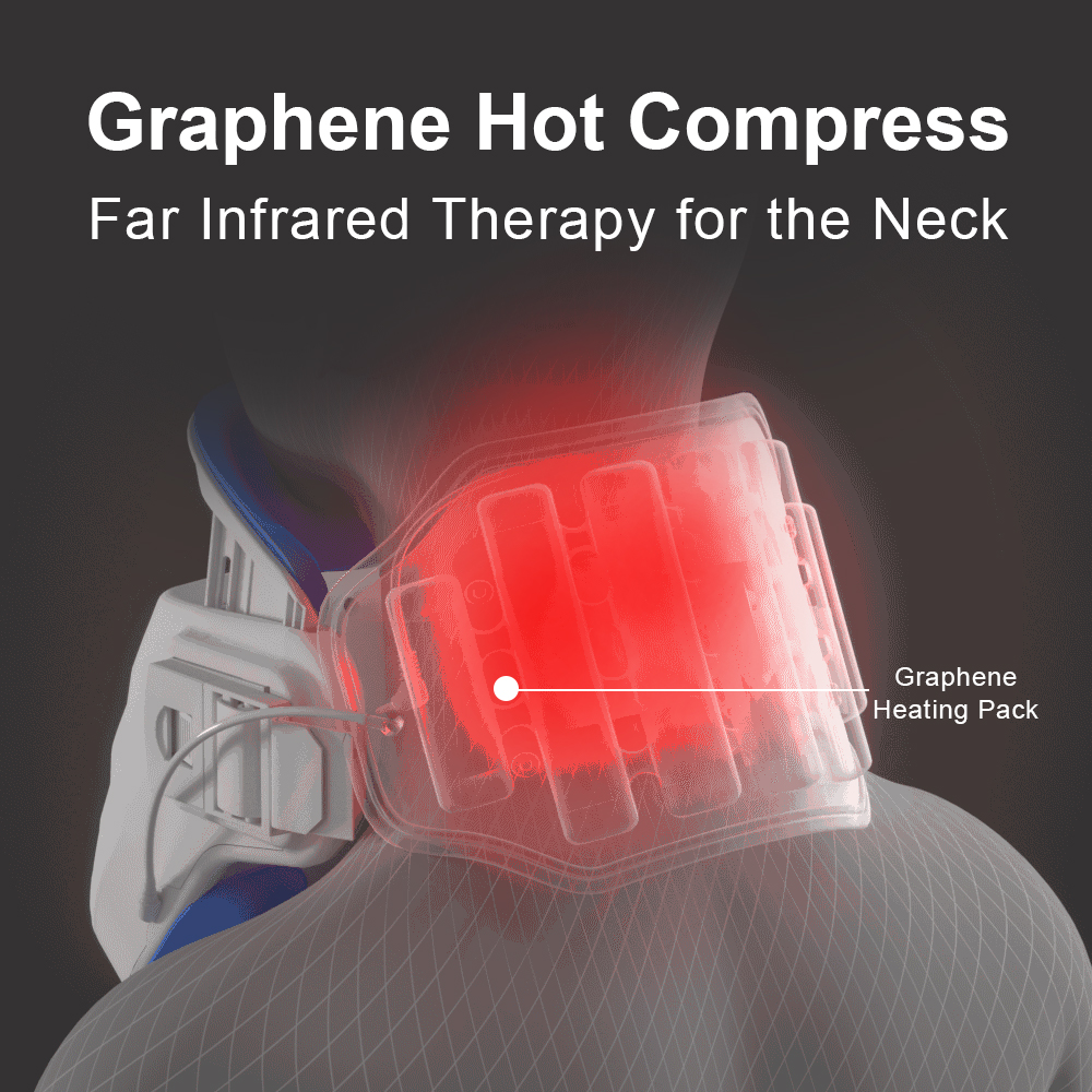 Graphene Motorized Neck Immobilizer: rear neck heating area illustration.