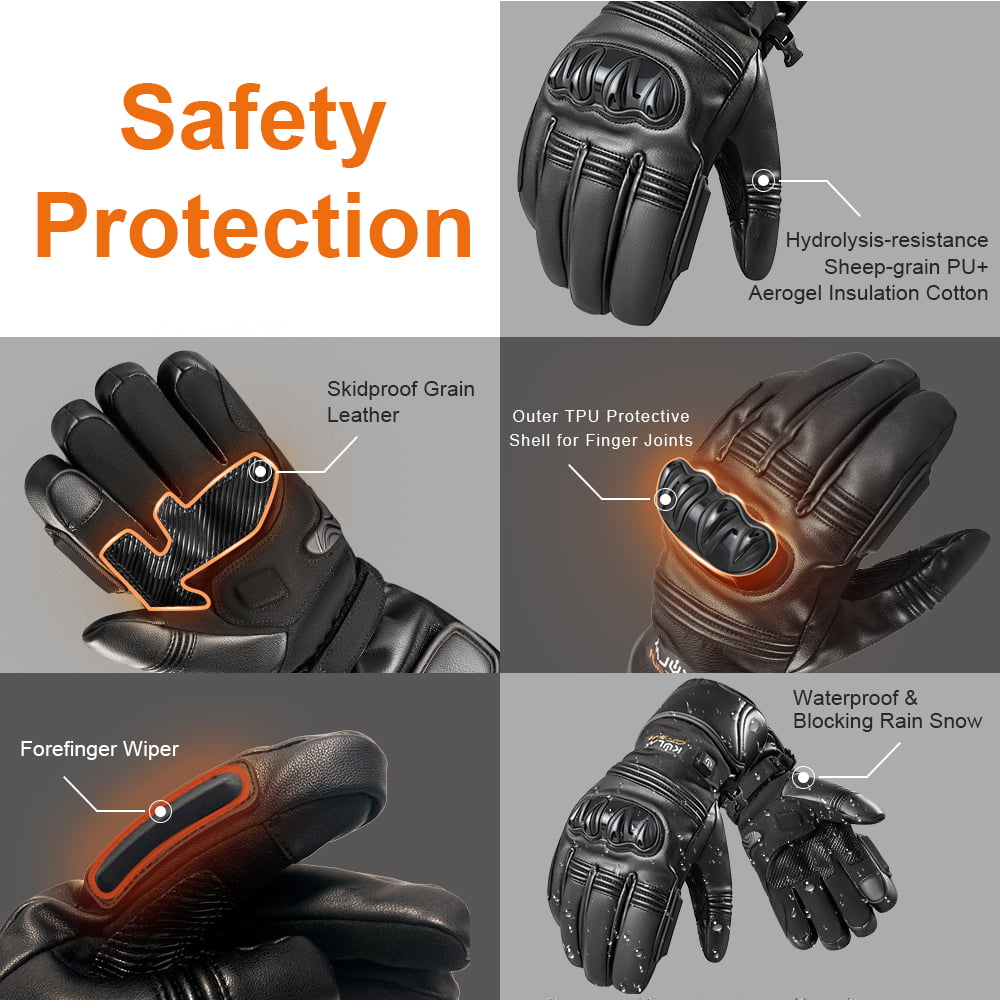 Smart Heated Gloves with Touchscreen Control: knuckle, palm, fingertip and wrist details.