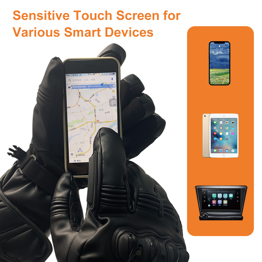 Smart Heated Gloves with Touchscreen Control: glove used to operate a smartphone.
