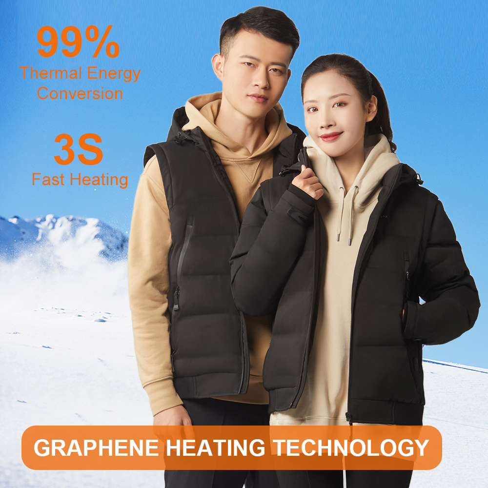 Graphene Heated Jacket: outdoor couple wearing scene.