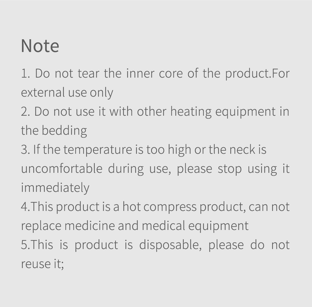 A40 Self-Heating Neck Warm Patch: printed neck patch precautions.
