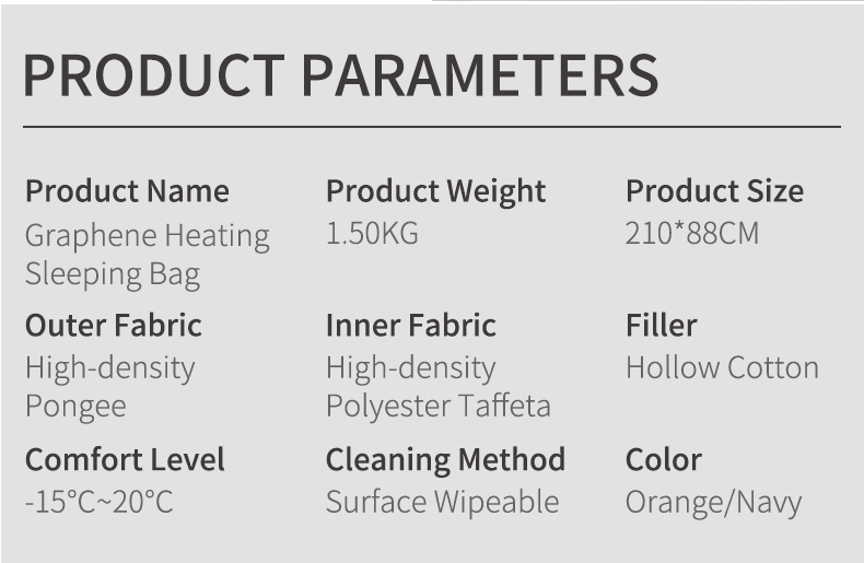Graphene Heated Sleeping Bag product detail