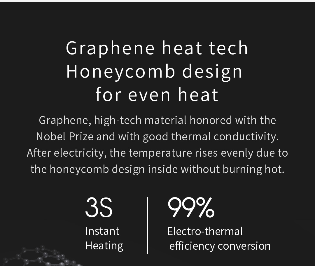 U10 Graphene Heated Smart Sleep Pillow: heating technology information panel.