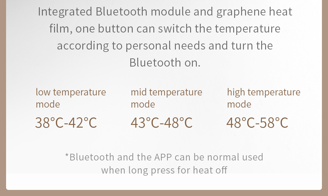 U10 Graphene Heated Smart Sleep Pillow: bluetooth and temperature setting information panel.