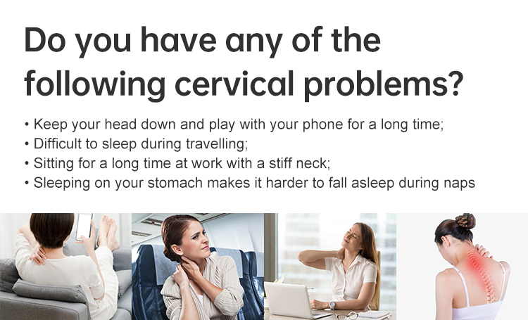Graphene Heated Massage Neck Pillow: daily neck posture illustrations.