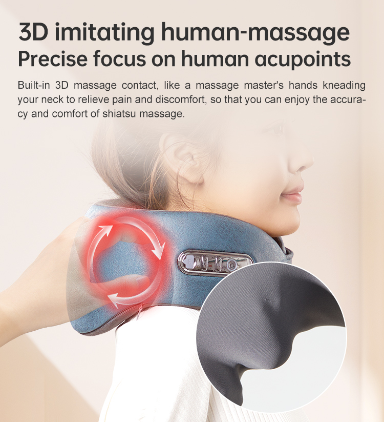Graphene Heated Massage Neck Pillow: rear massage contact points illustration.