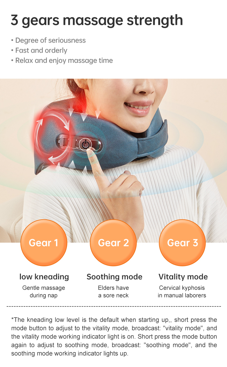 Graphene Heated Massage Neck Pillow: massage mode selection guide.