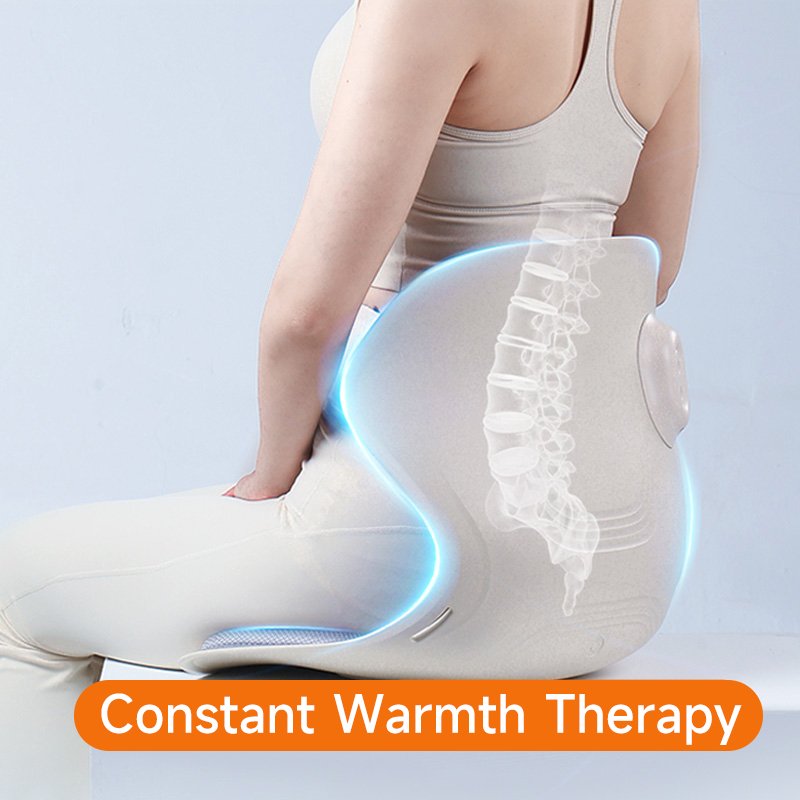 Posture Correction Massage Seat: side seating view with posture diagram.