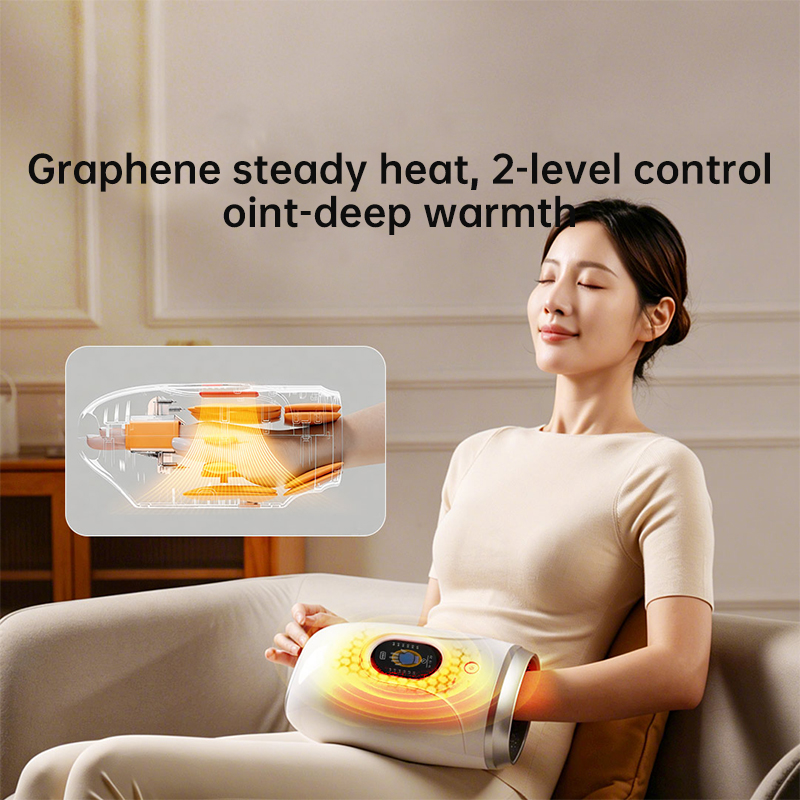 Graphene heating hand massager used while seated