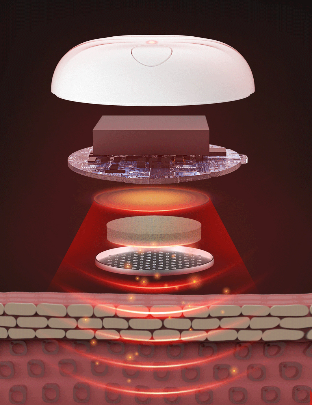 A30 Graphene Smart Moxibustion Device: exploded device and heating layers.