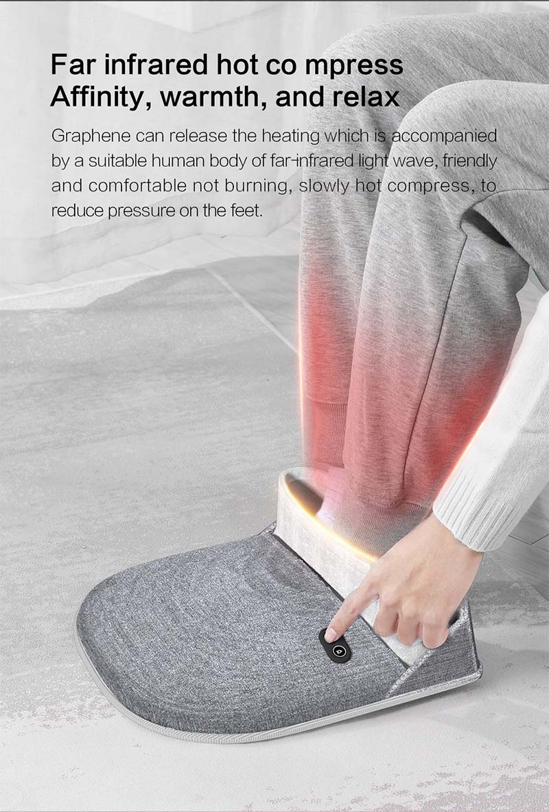 B30 Graphene Heated Massage Foot Warmer: feet warming scene and control button.