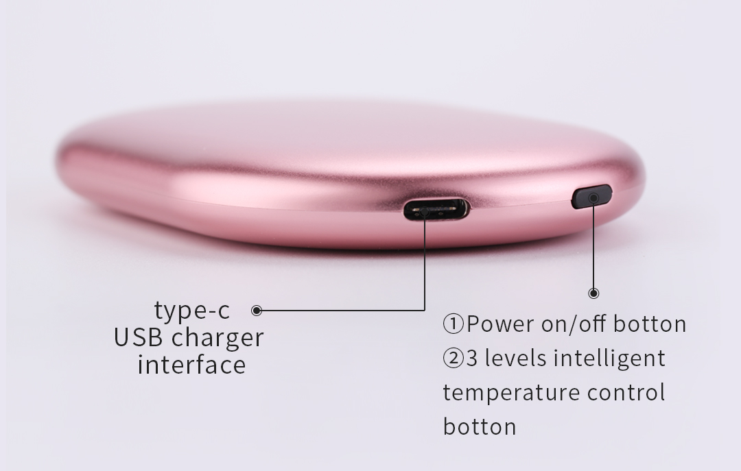 Z20 Graphene Heated Hand Warmer: USB port and power button labels.