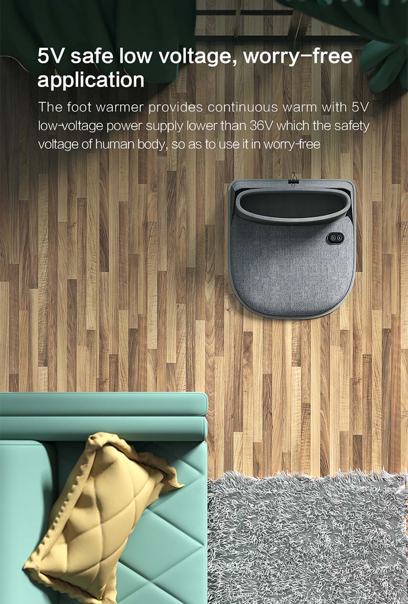 B30 Graphene Heated Massage Foot Warmer: floor placement and product overview.
