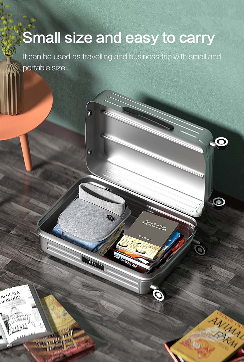 B30 Graphene Heated Massage Foot Warmer: foot warmer packed inside a suitcase.