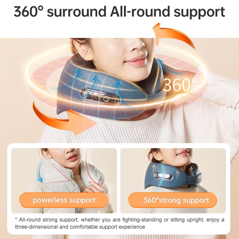 Graphene Heated Massage Neck Pillow: wraparound neck fit illustration.