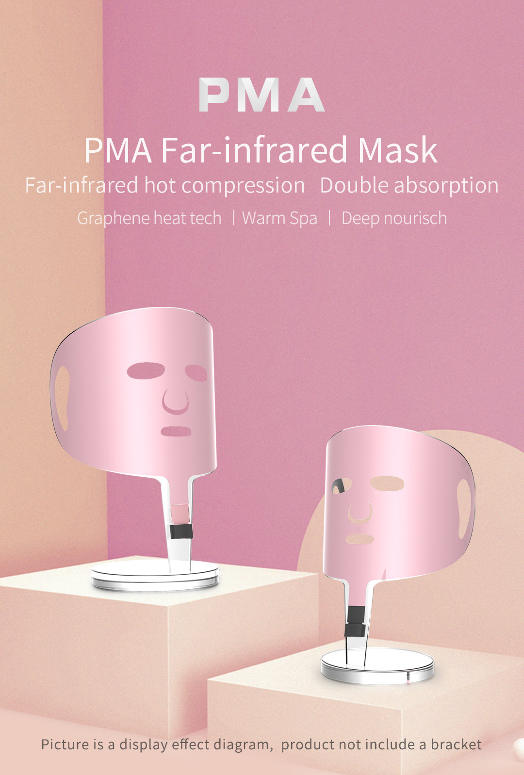 X10 Graphene Heated Face Mask: pink mask product display.