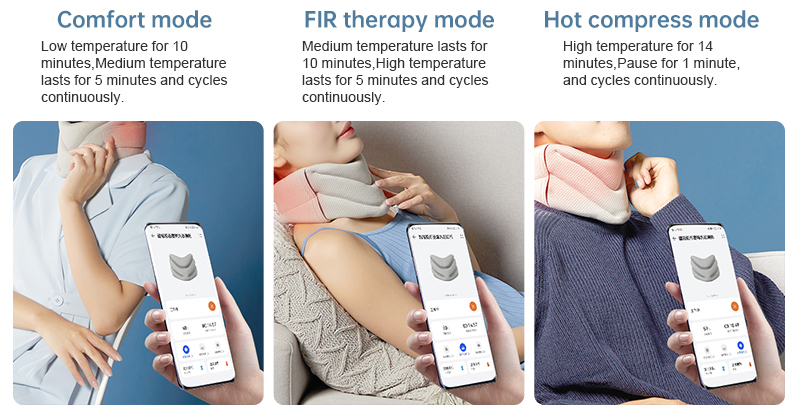 Graphene Heated Neck Support: mobile control mode examples.