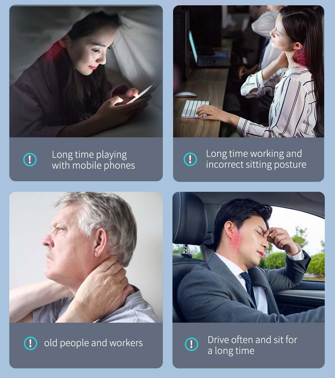 Cervical neck brace use situation collage
