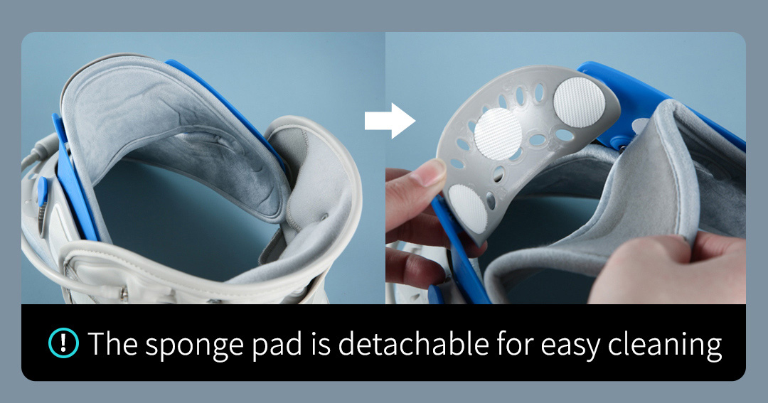Detachable neck brace sponge pad detail