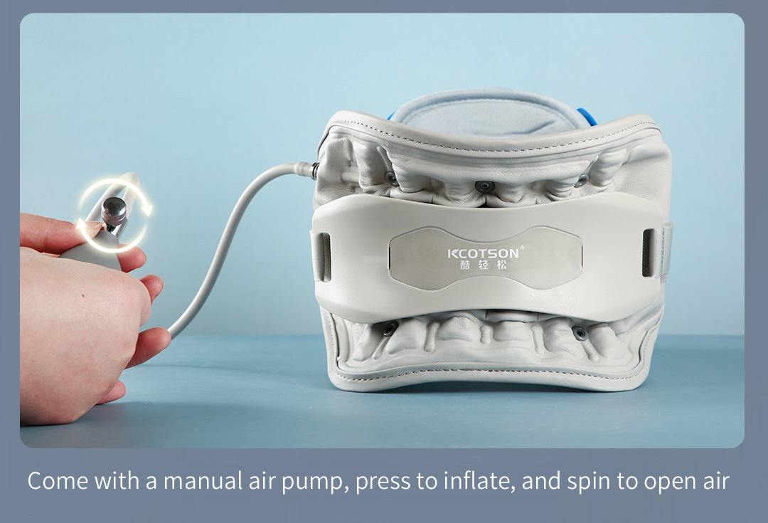 Manual air pump connected to the neck brace