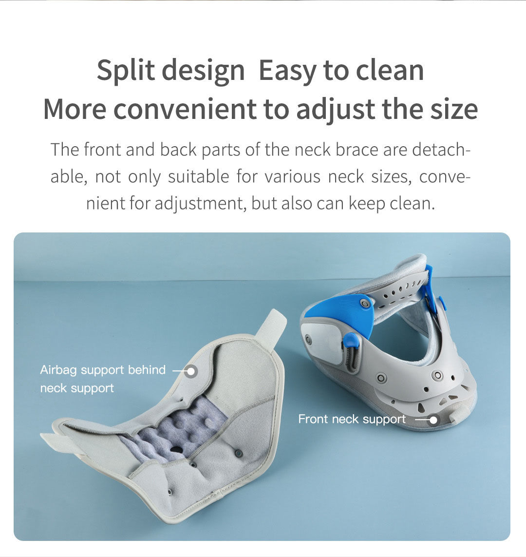 Detachable components of the cervical neck brace
