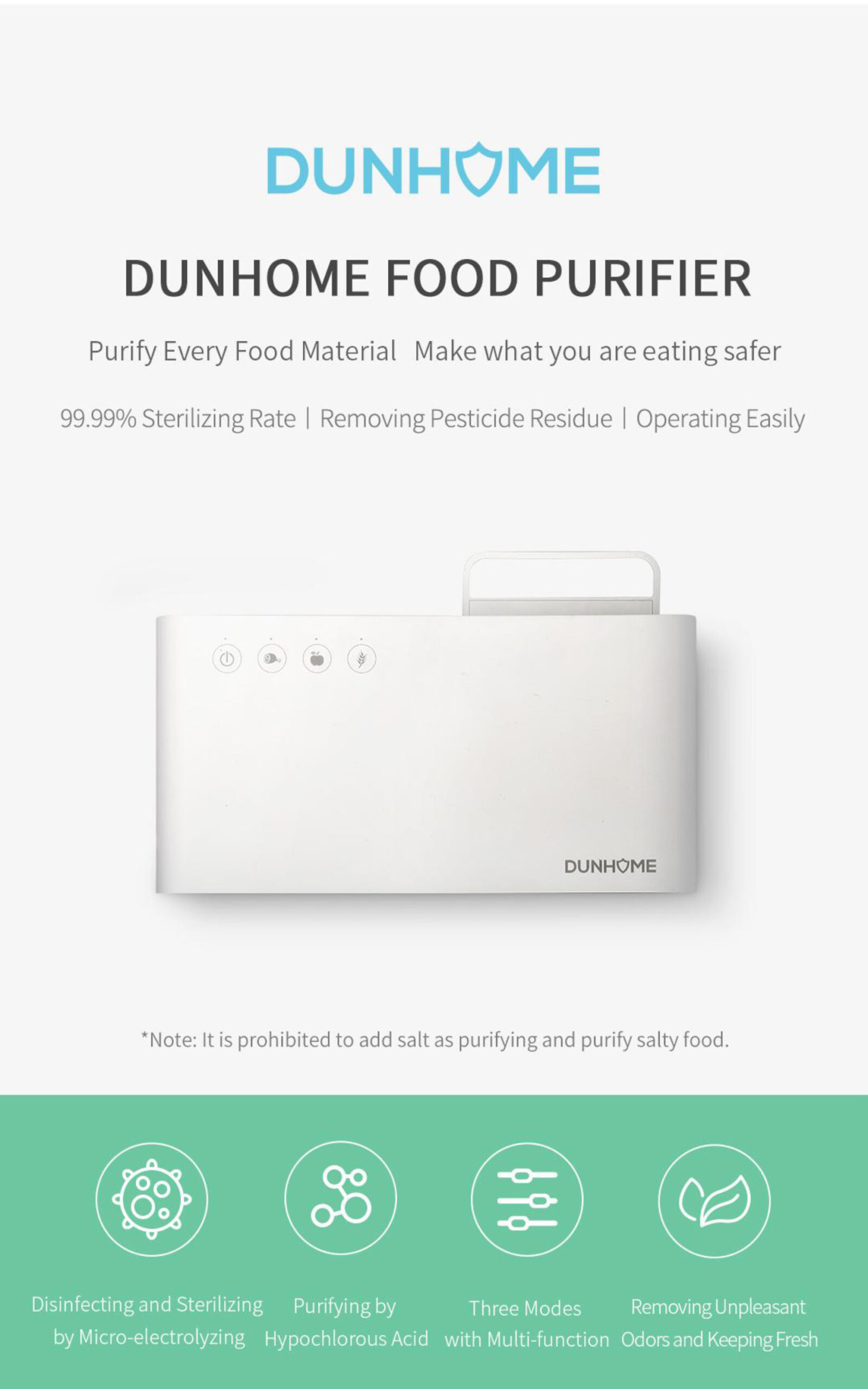 DH-002 food purification device function overview