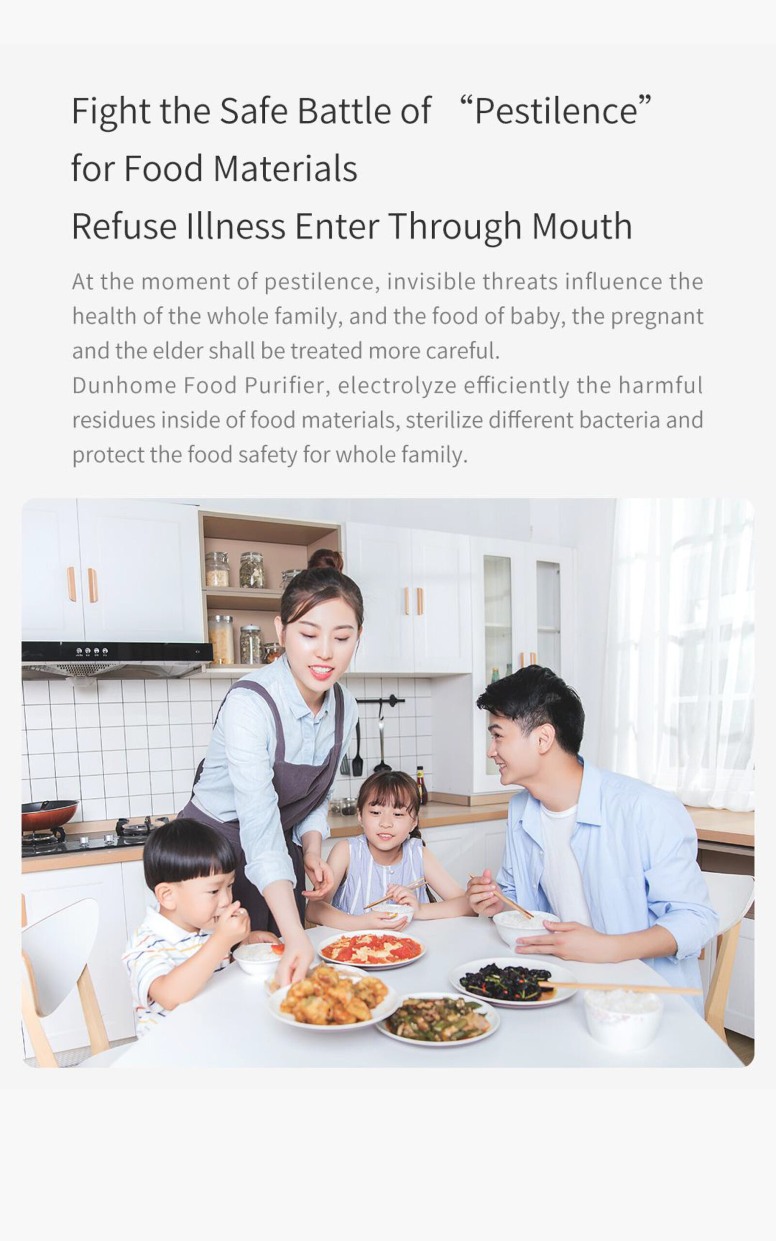 Food purification device food preparation application